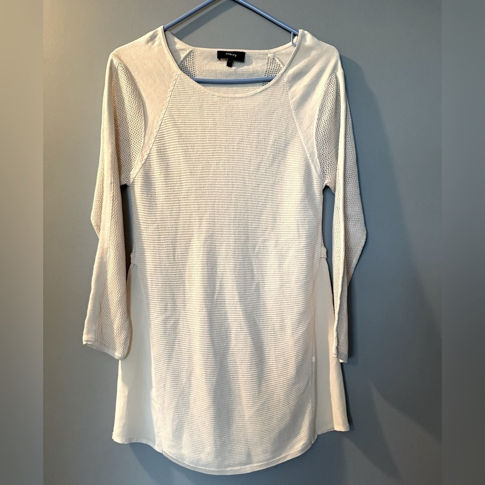Theory Crewneck L/S Lightweight Mini Sweater Dress Womens Sz‎ L PTP 15" Stretchy